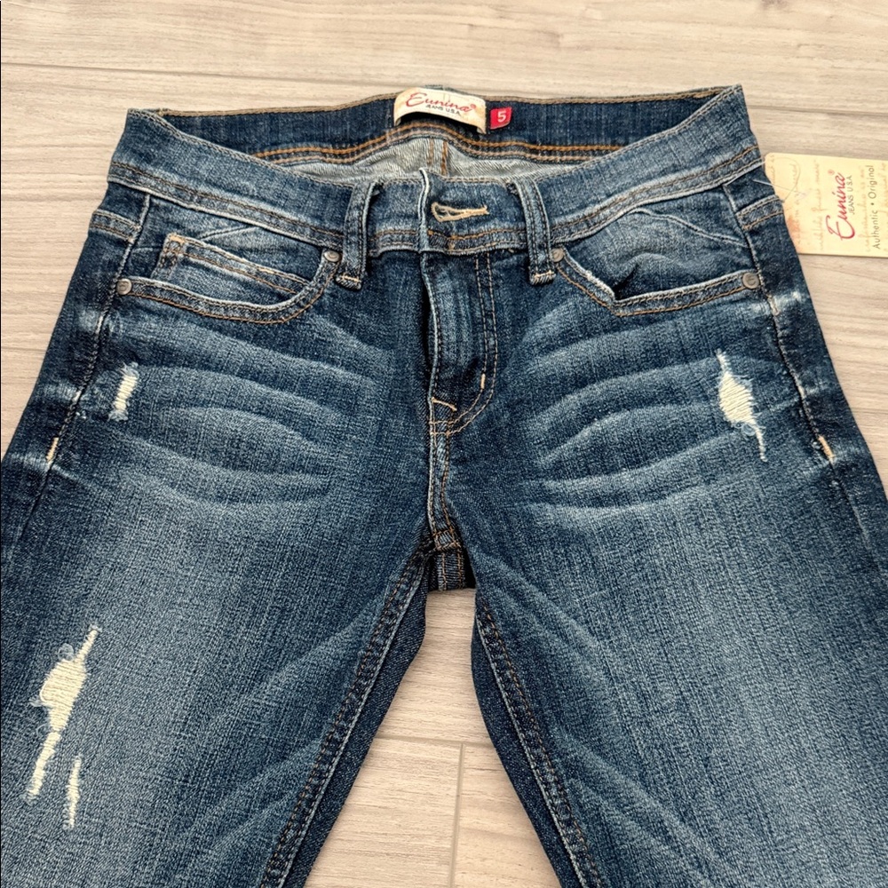 Eunina Dark Blue Distressed Skinny Jeans - Picture 3 of 7